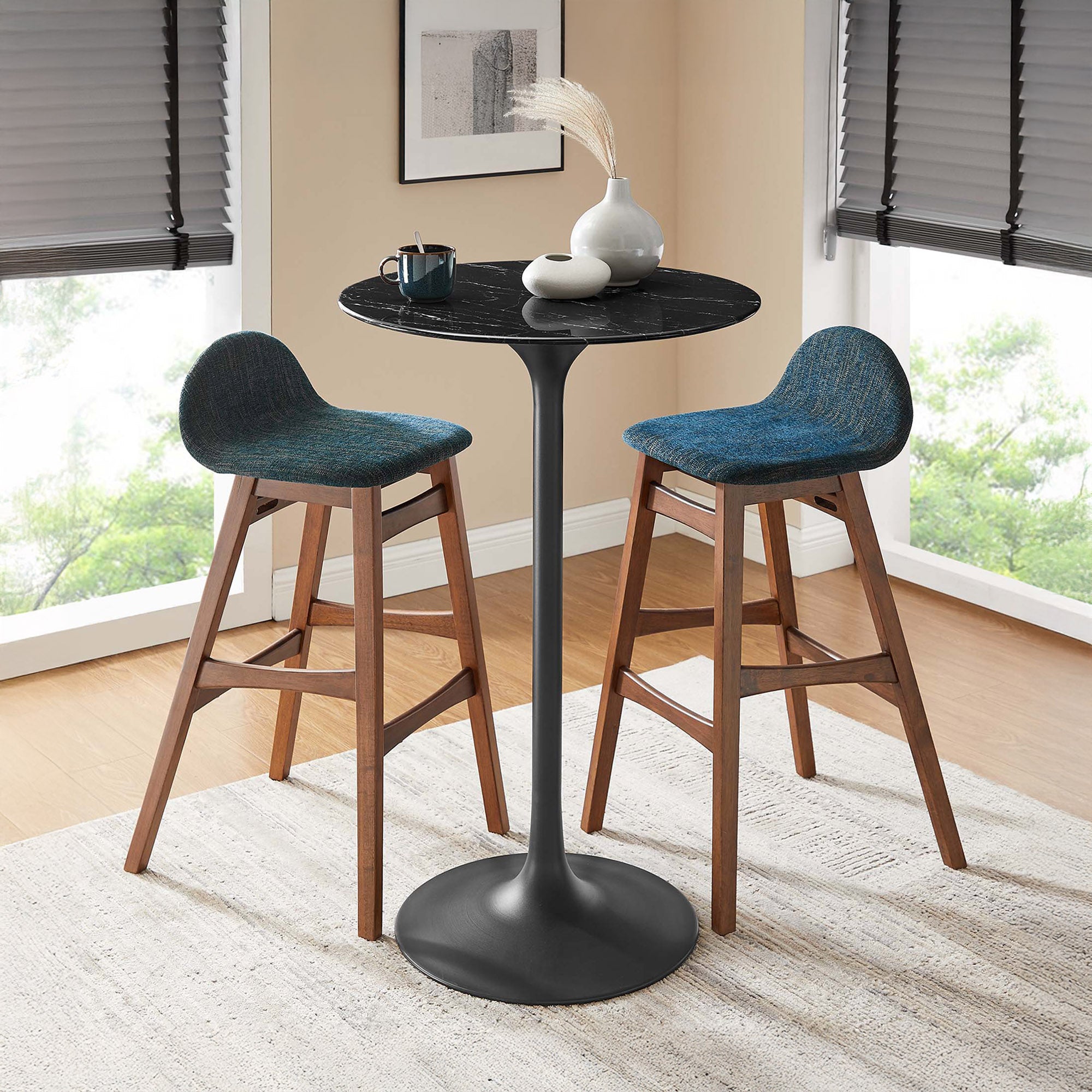 Round Faux Marble Bar Table