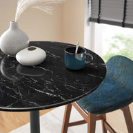 Round Faux Marble Bar Table