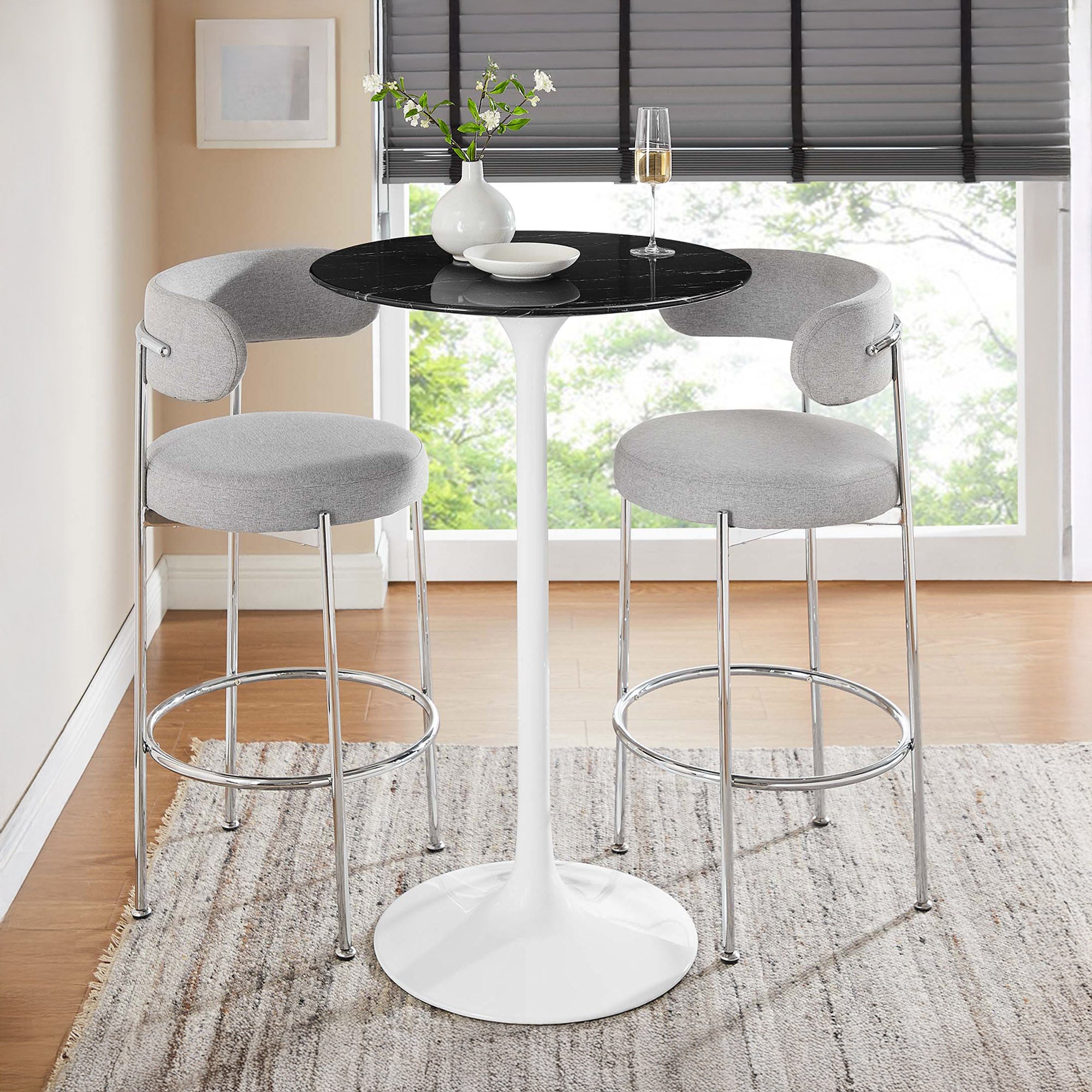 Round Faux Marble Bar Table