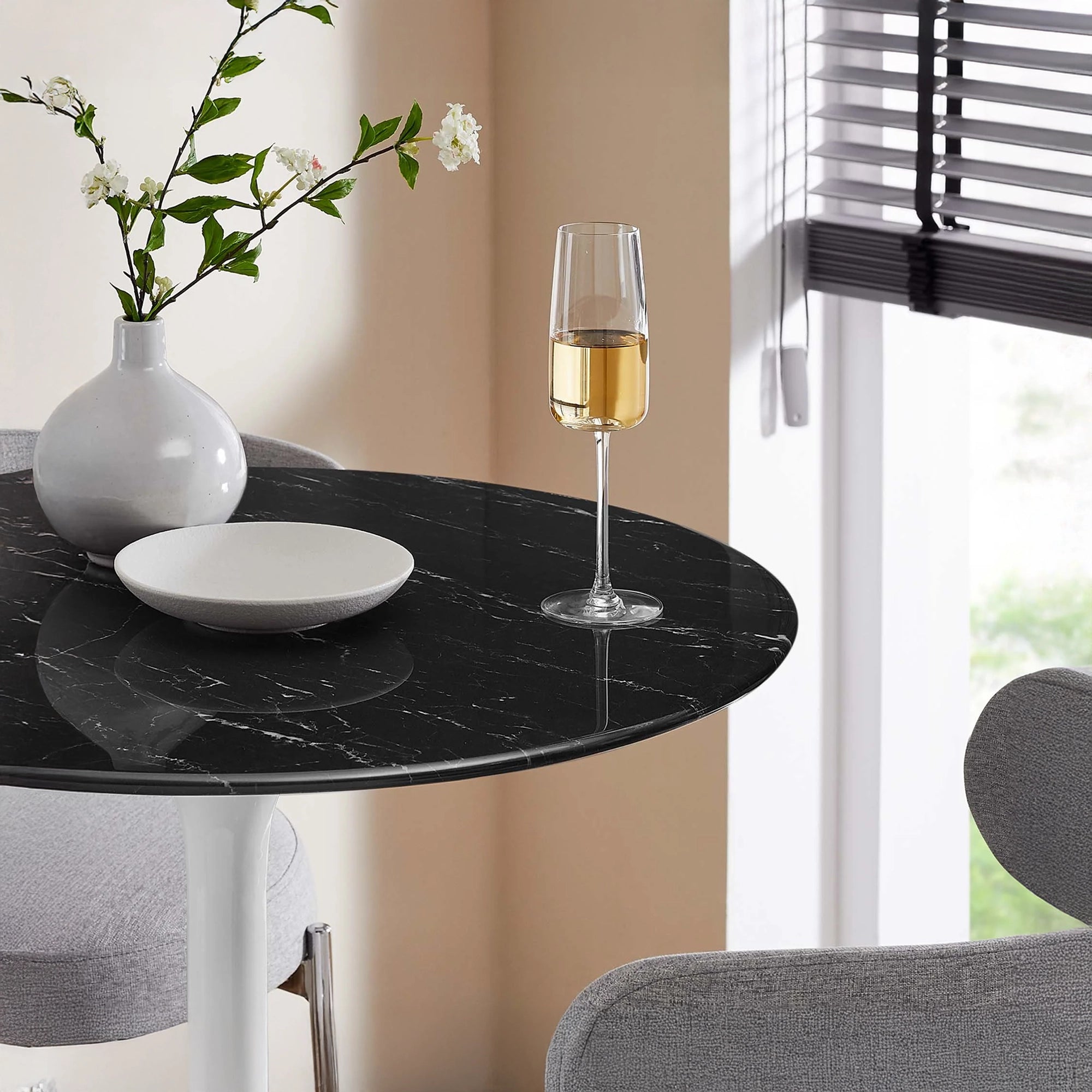 Round Faux Marble Bar Table