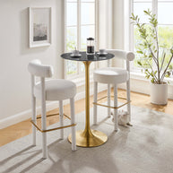 Round Faux Marble Bar Table