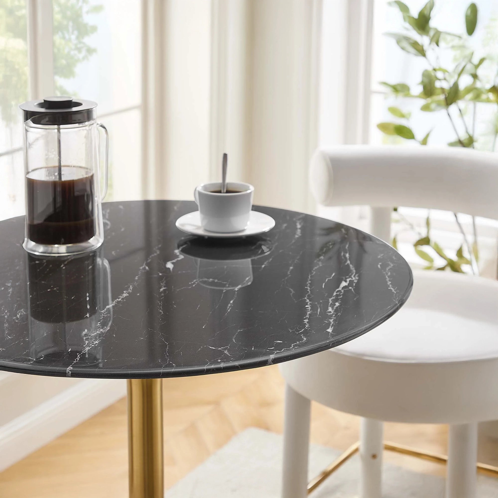 Round Faux Marble Bar Table