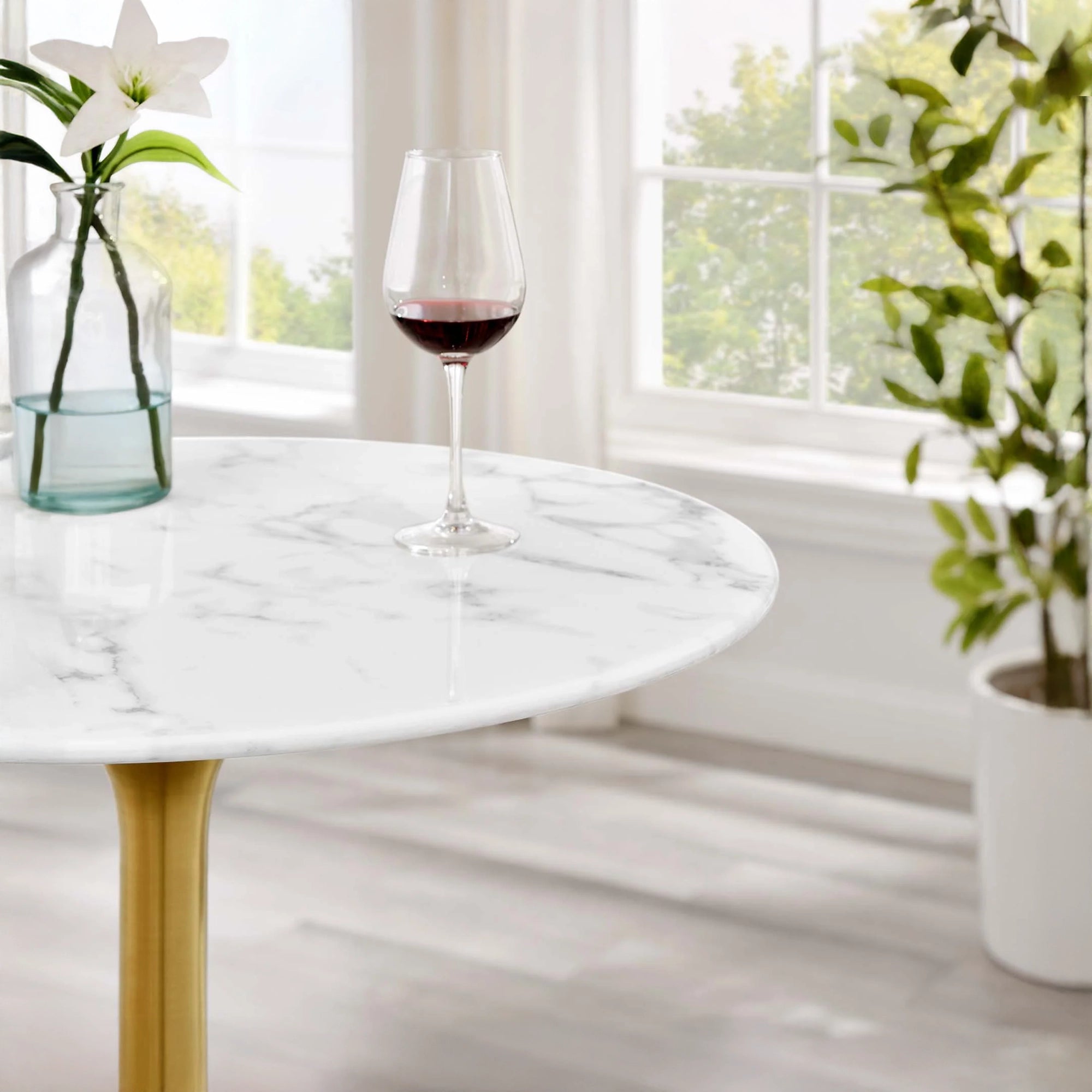 Round Faux Marble Bar Table