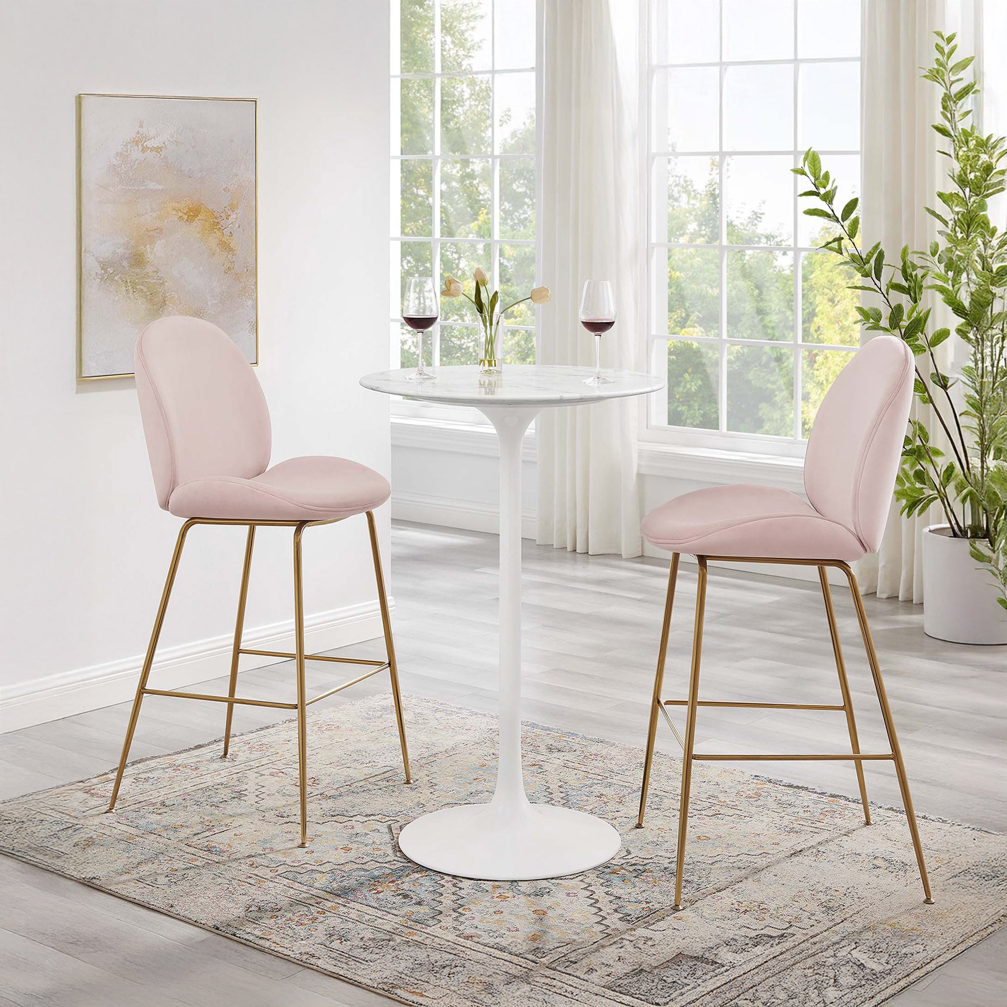 Round Faux Marble Bar Table