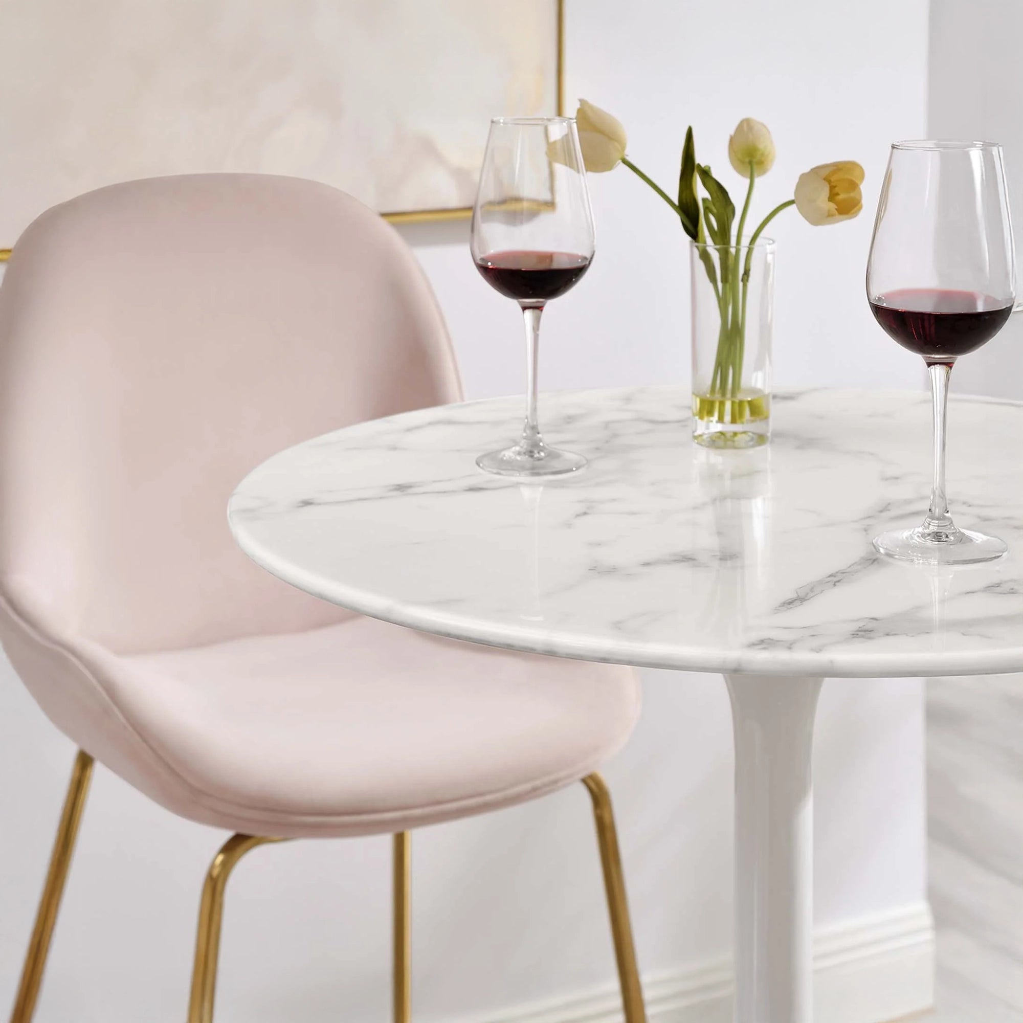 Round Faux Marble Bar Table