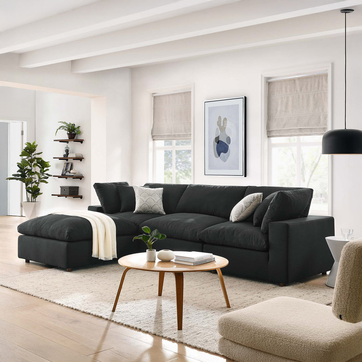 Overstuffed 4 Piece  Modular Sectional