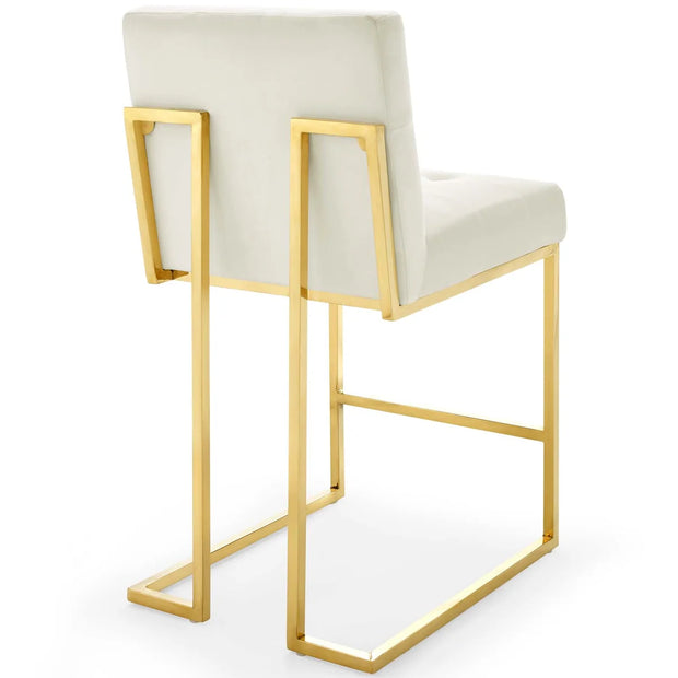 Contemporary Velvet & Gold Counter Stool