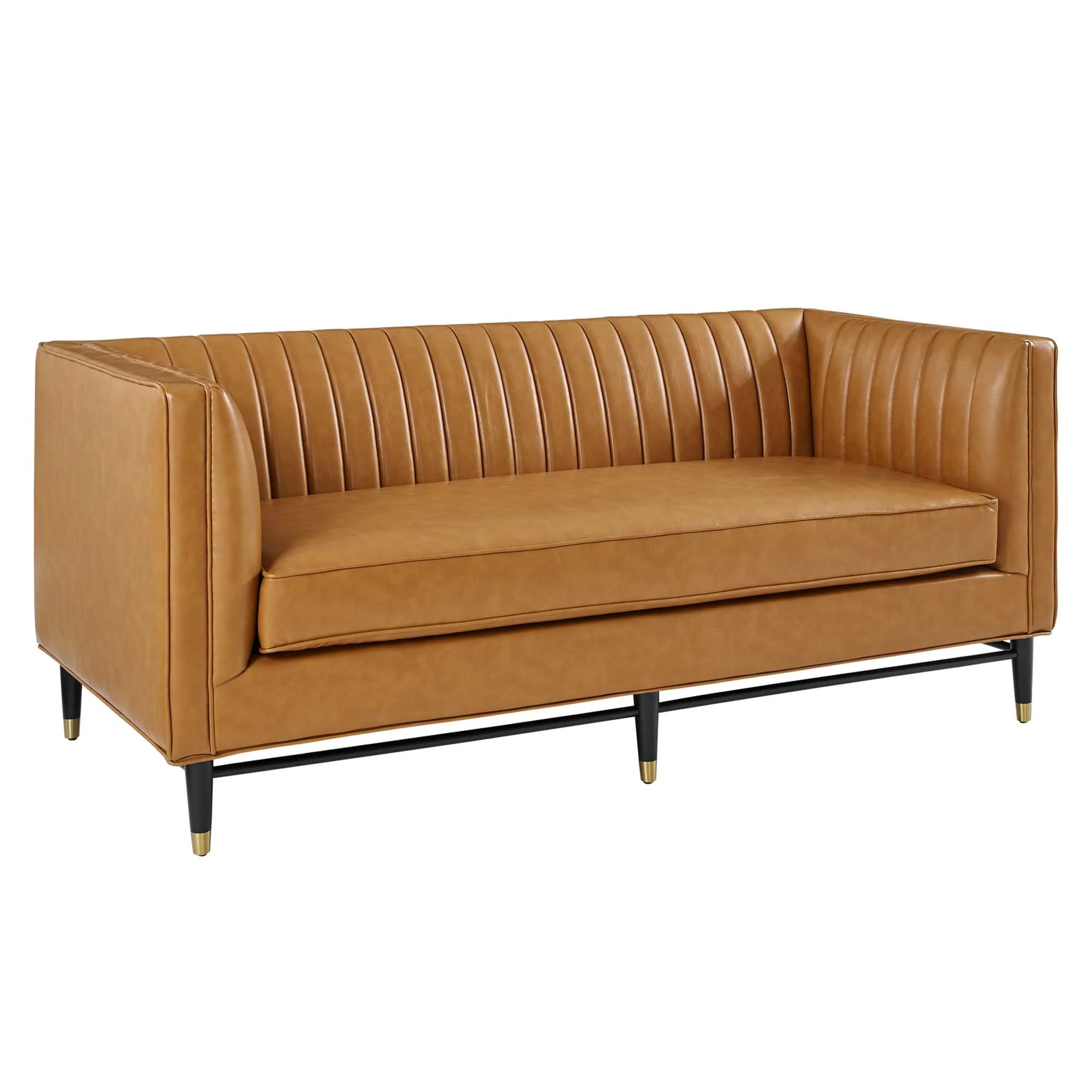 Tufted Vegan Leather Loveseat