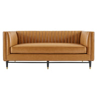 Tufted Vegan Leather Loveseat