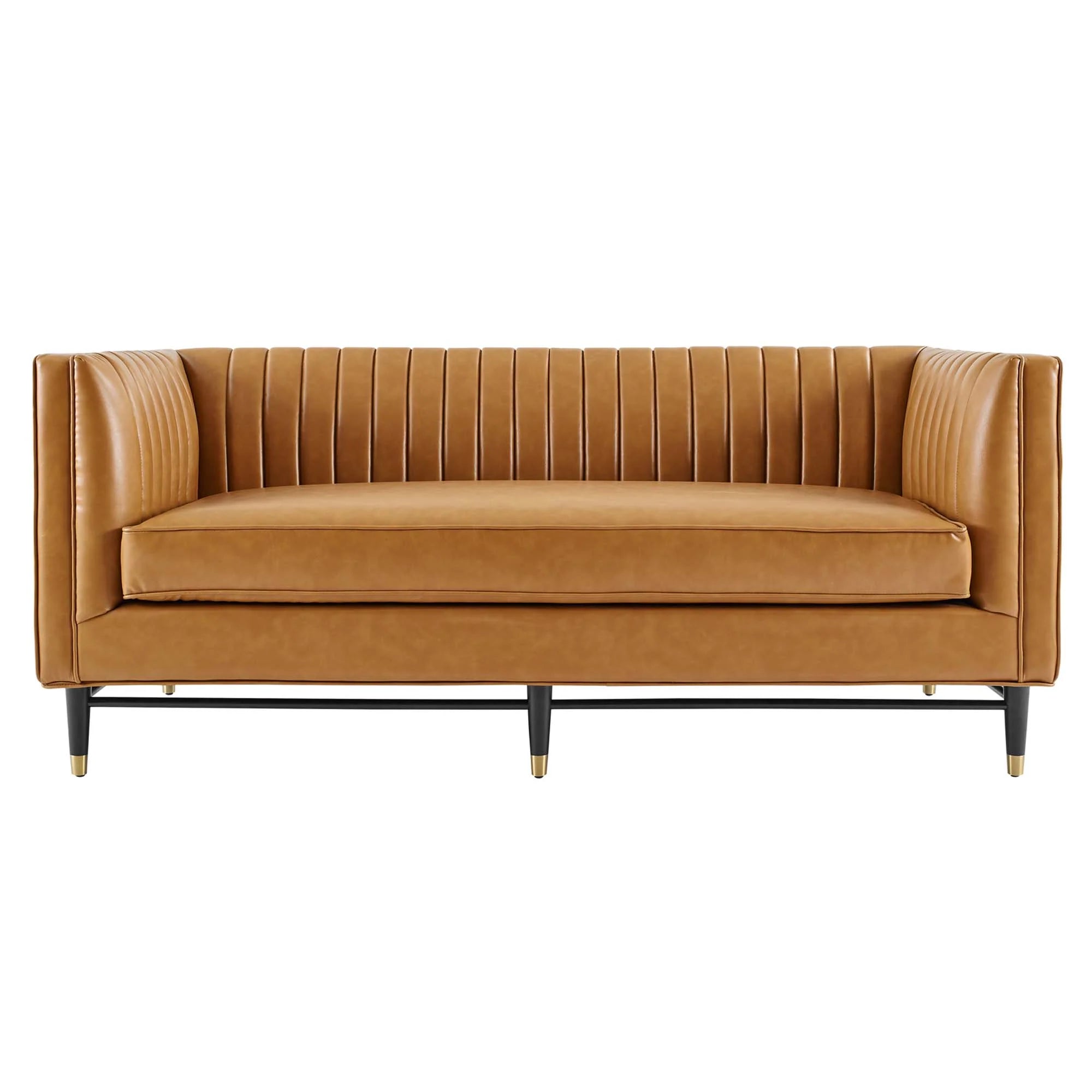 Tufted Vegan Leather Loveseat