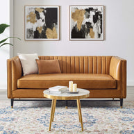 Tufted Vegan Leather Loveseat