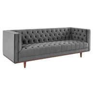 Tufted Velvet Gray Sofa