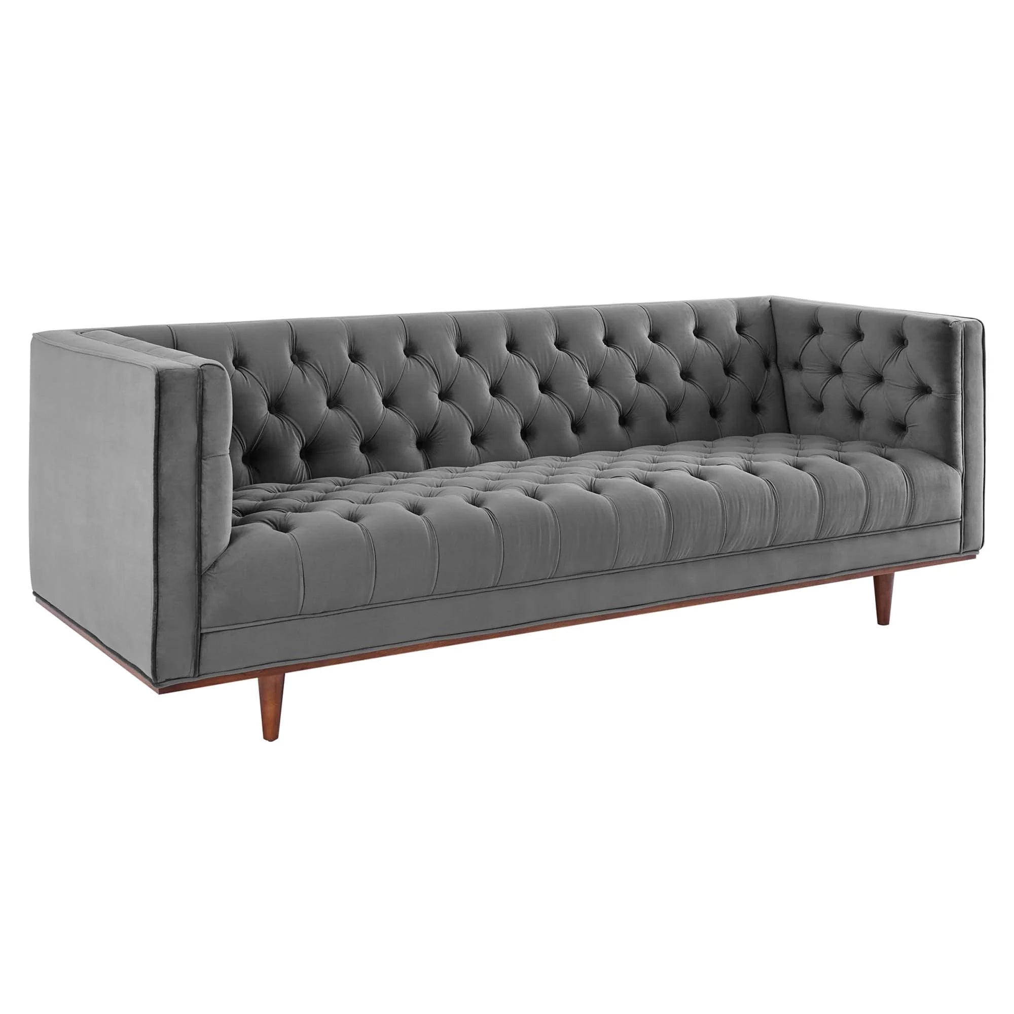 Tufted Velvet Gray Sofa
