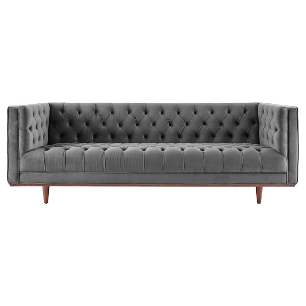 Tufted Velvet Gray Sofa