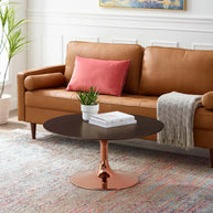 Mid-Century Round Coffee Table with Pedestal Base