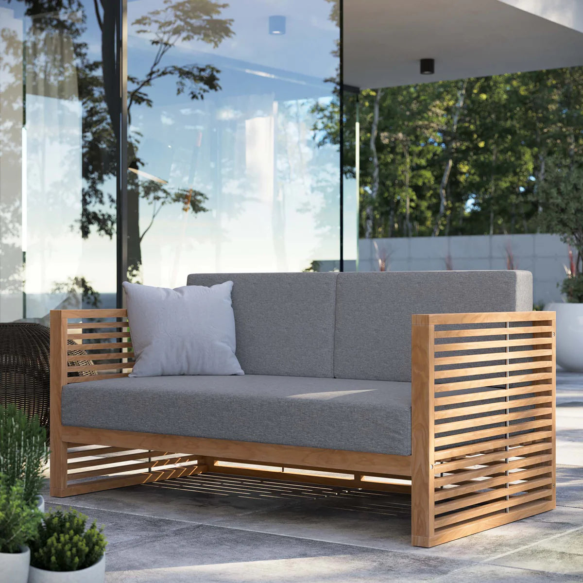 Grade A Teak Wood Outdoor Patio Loveseat