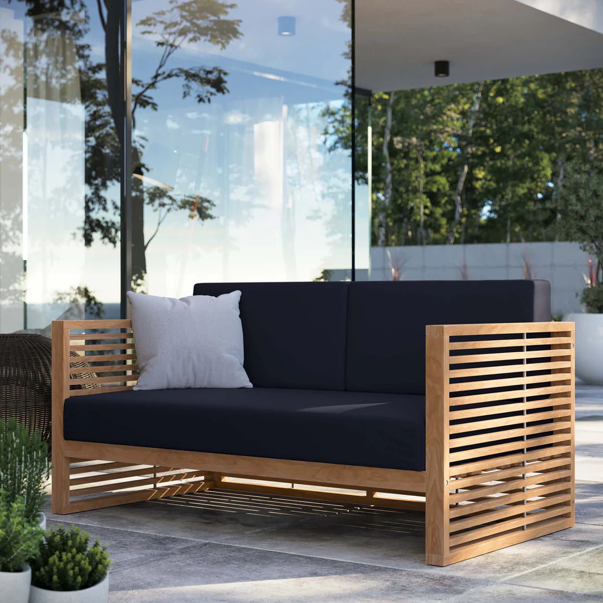 Grade A Teak Wood Outdoor Patio Loveseat