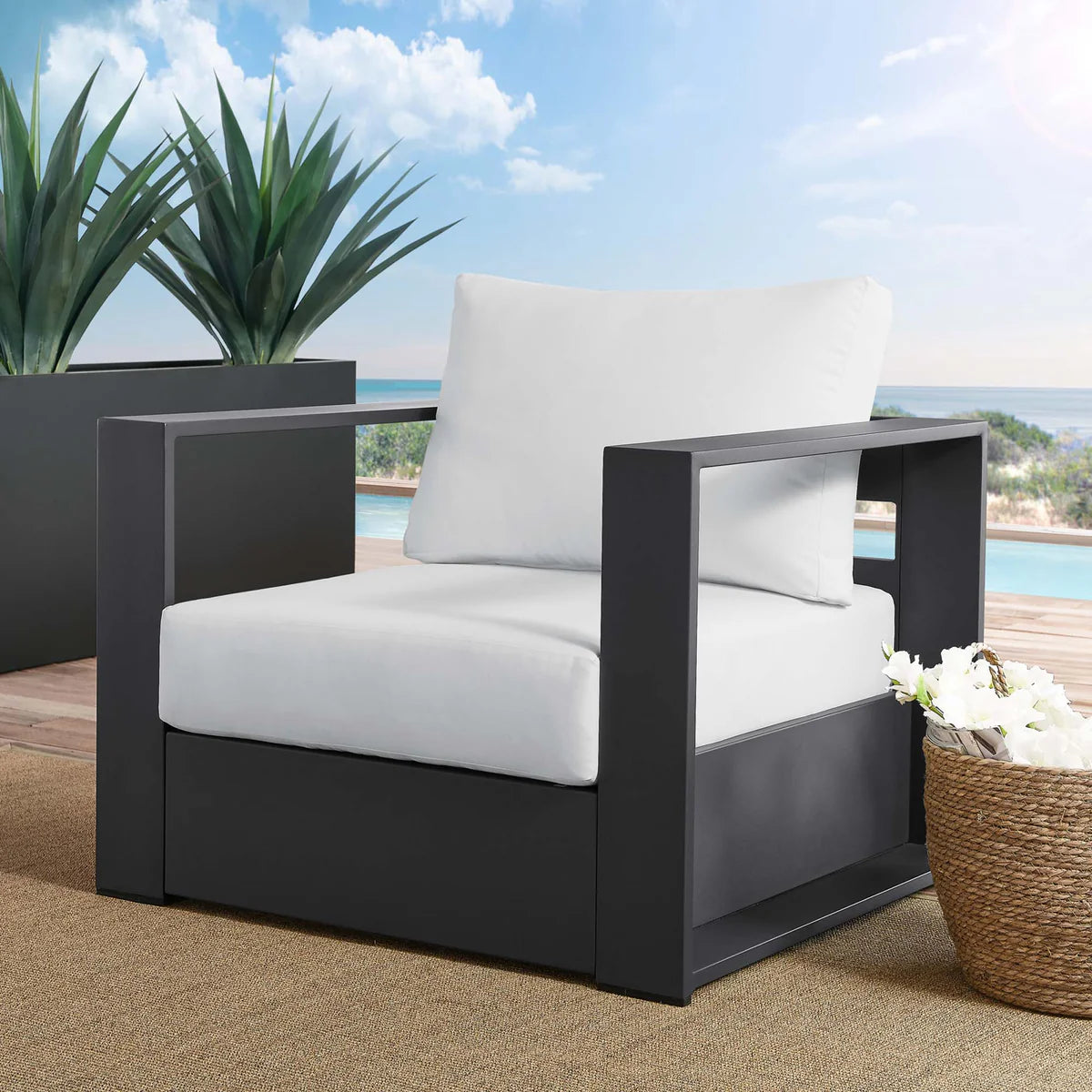 Modern Outdoor Patio Aluminum Armchair