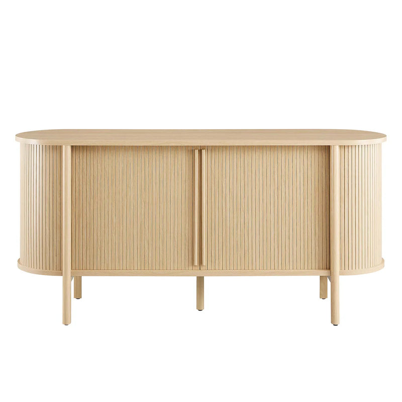 63" Curved Fluted Wood Sideboard Cabinet
