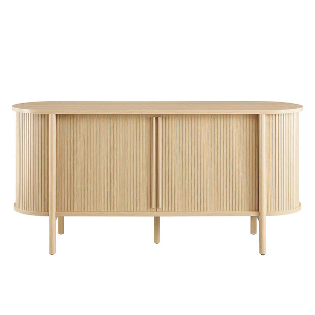 63" Curved Fluted Wood Sideboard Cabinet