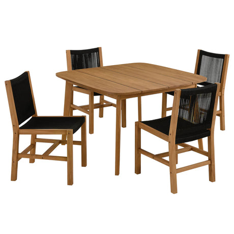 5-Piece Outdoor Teak & Rope Dining Set