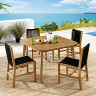 5-Piece Outdoor Teak & Rope Dining Set