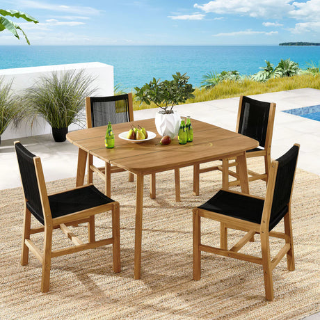 5-Piece Outdoor Teak & Rope Dining Set