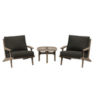 3-Piece Outdoor Teak Wood Lounge Chair & Side Table Set