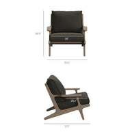 3-Piece Outdoor Teak Wood Lounge Chair & Side Table Set