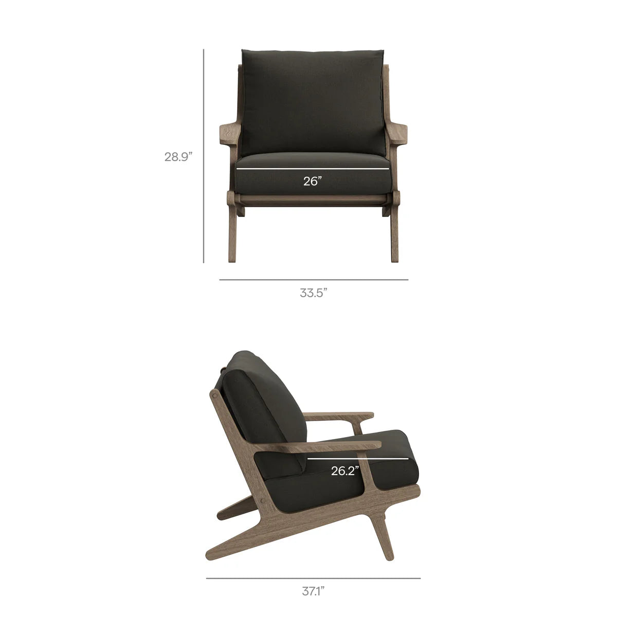 3-Piece Outdoor Teak Wood Lounge Chair & Side Table Set