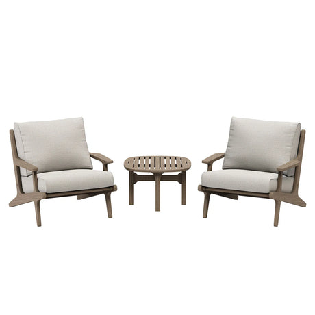 3-Piece Outdoor Teak Wood Lounge Chair & Side Table Set