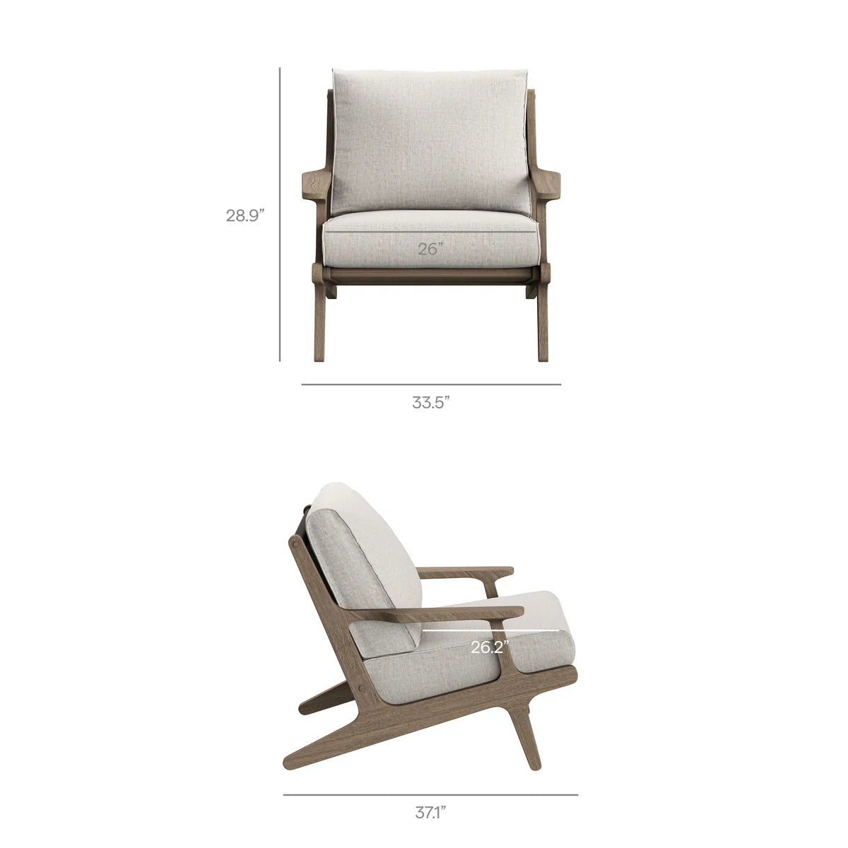3-Piece Outdoor Teak Wood Lounge Chair & Side Table Set