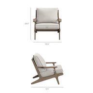 3-Piece Outdoor Teak Wood Lounge Chair & Side Table Set