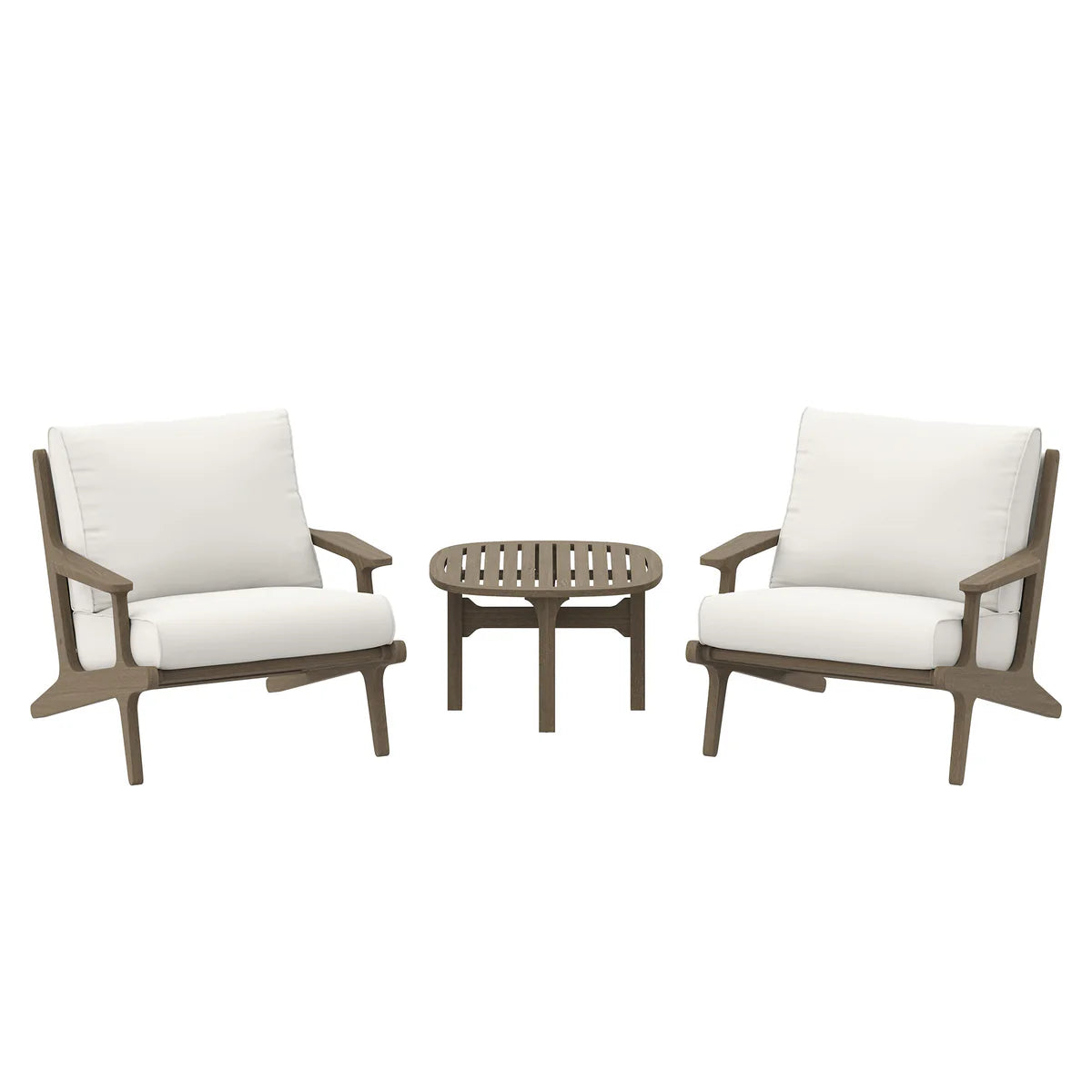 3-Piece Outdoor Teak Wood Lounge Chair & Side Table Set