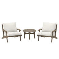 3-Piece Outdoor Teak Wood Lounge Chair & Side Table Set