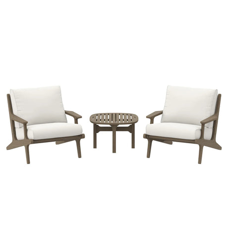 3-Piece Outdoor Teak Wood Lounge Chair & Side Table Set