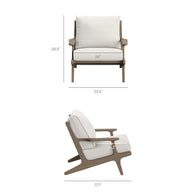 3-Piece Outdoor Teak Wood Lounge Chair & Side Table Set