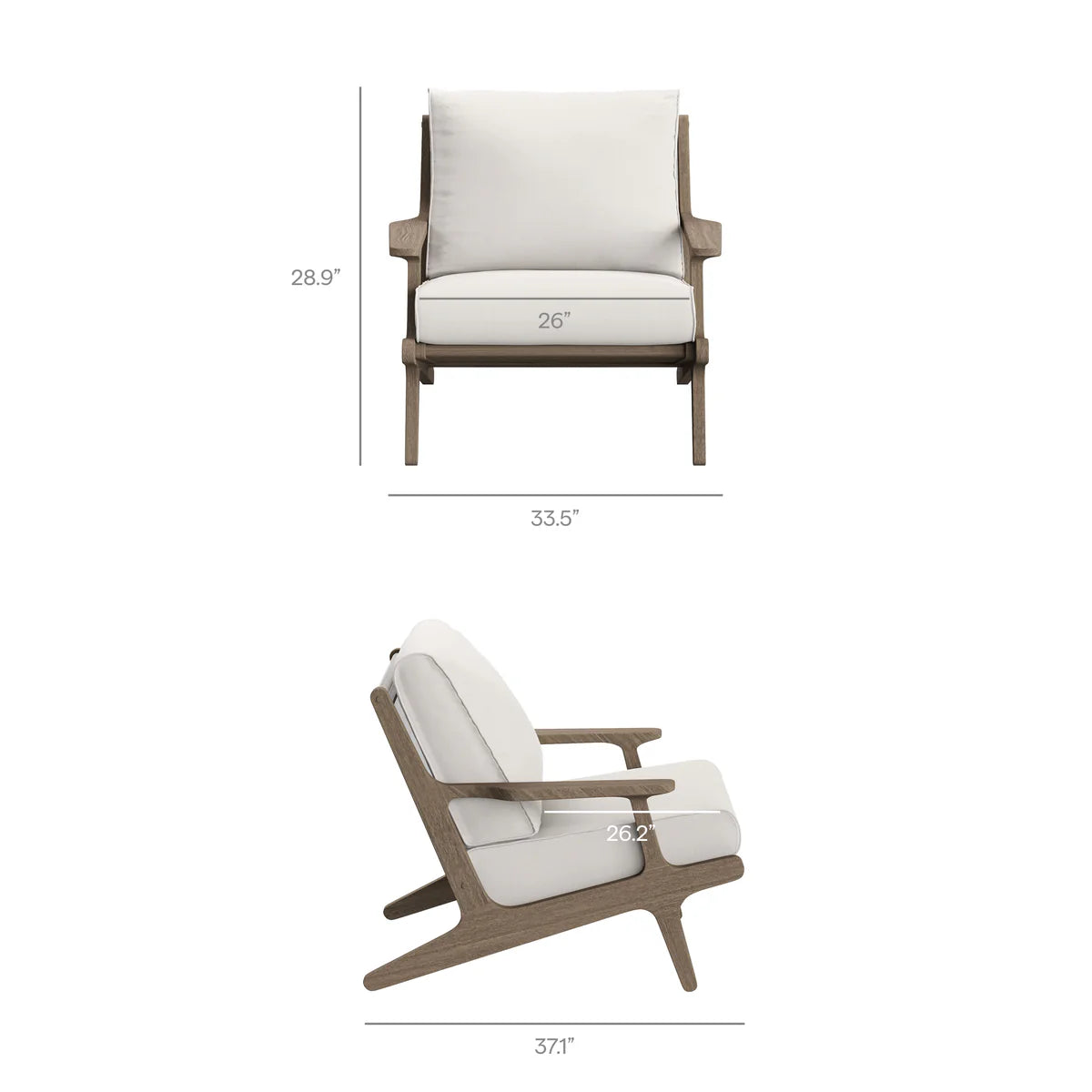 3-Piece Outdoor Teak Wood Lounge Chair & Side Table Set