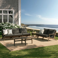 4-Piece Outdoor Teak Patio Conversation Set – Weathered Gray
