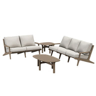 4-Piece Outdoor Teak Patio Conversation Set – Weathered Gray