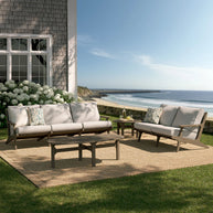 4-Piece Outdoor Teak Patio Conversation Set – Weathered Gray