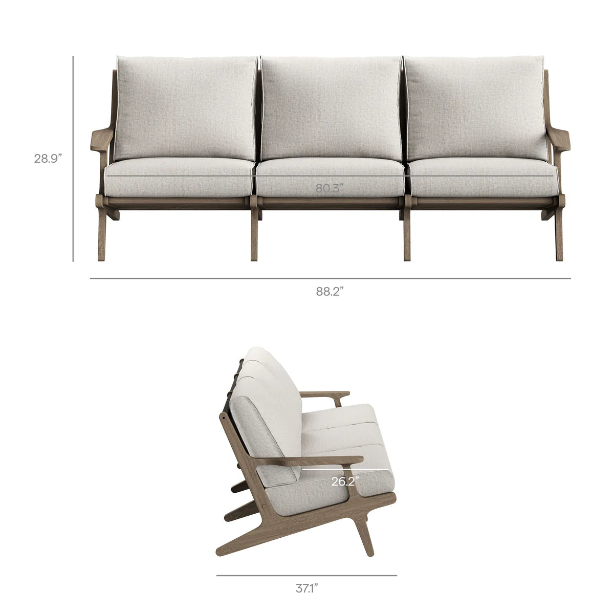 4-Piece Outdoor Teak Patio Conversation Set – Weathered Gray