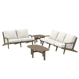 4-Piece Outdoor Teak Patio Conversation Set – Weathered Gray