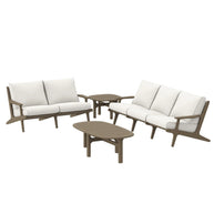 4-Piece Outdoor Teak Patio Conversation Set – Weathered Gray