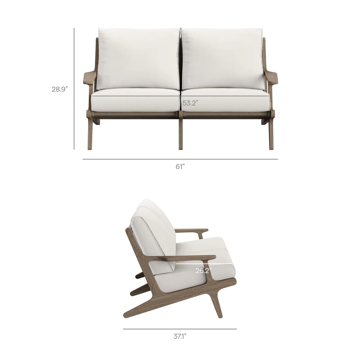 4-Piece Outdoor Teak Patio Conversation Set – Weathered Gray