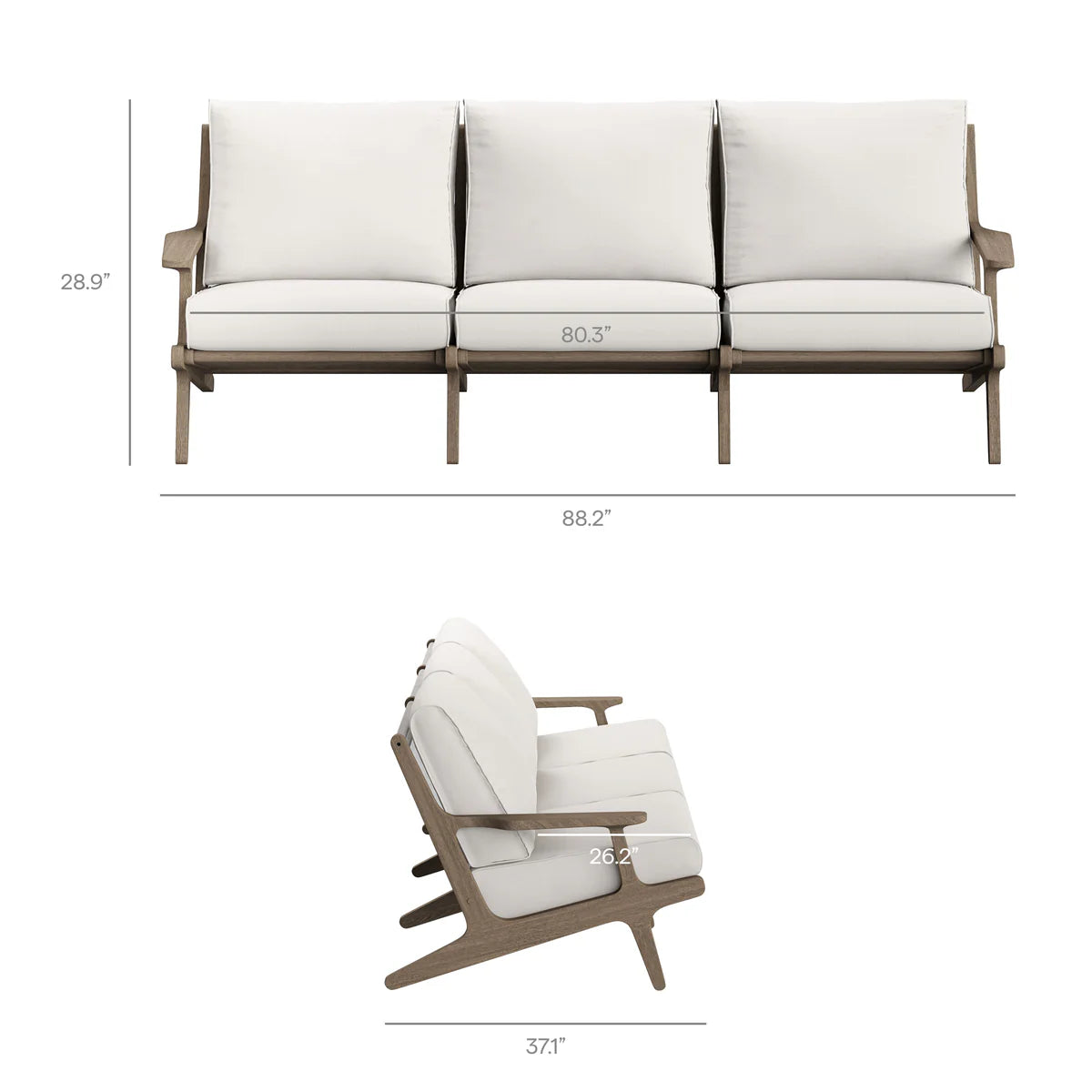 4-Piece Outdoor Teak Patio Conversation Set – Weathered Gray