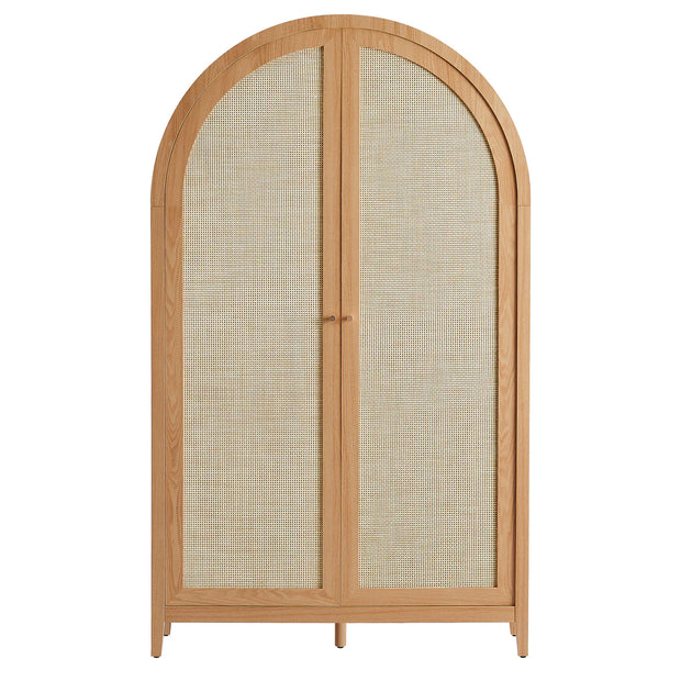 79" Tall Wide Rattan Arched Storage Cabinet