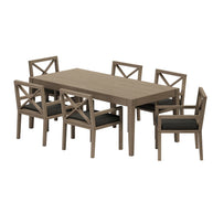 7-Piece Outdoor Weathered Gray Teak Wood Dining Set