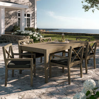 7-Piece Outdoor Weathered Gray Teak Wood Dining Set