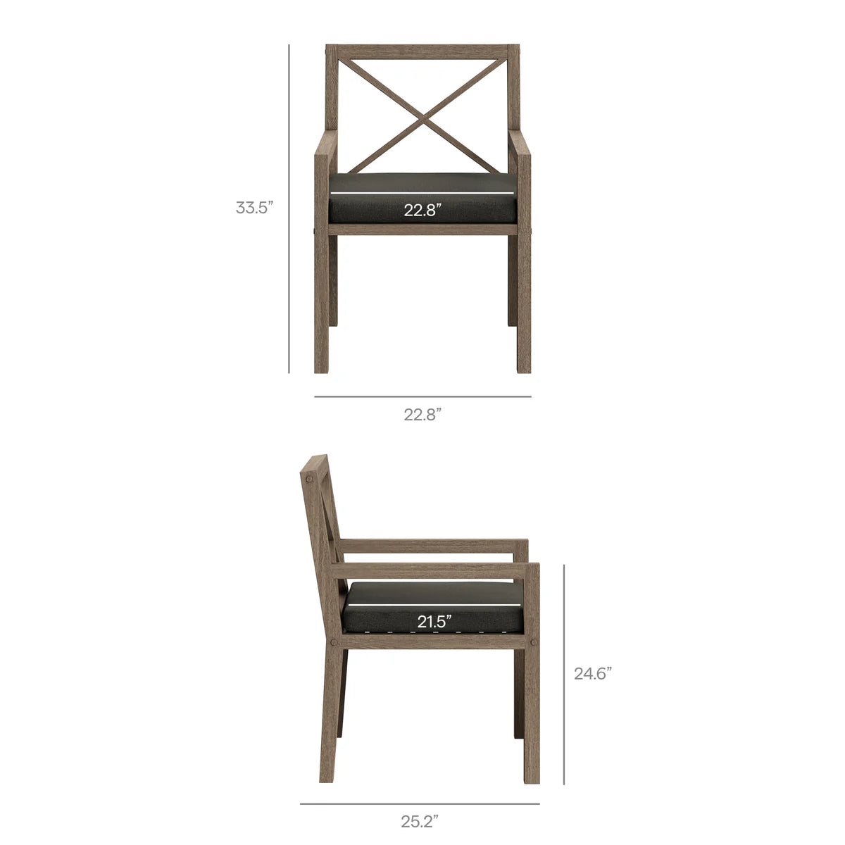 7-Piece Outdoor Weathered Gray Teak Wood Dining Set